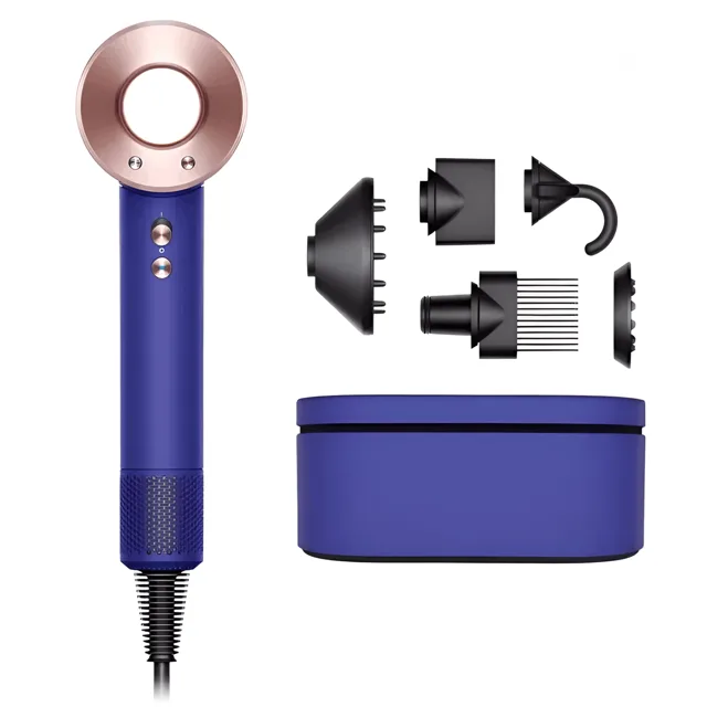 Фен Dyson Supersonic HD07 (Vinca blue / Rosé) с кожаным кейсом